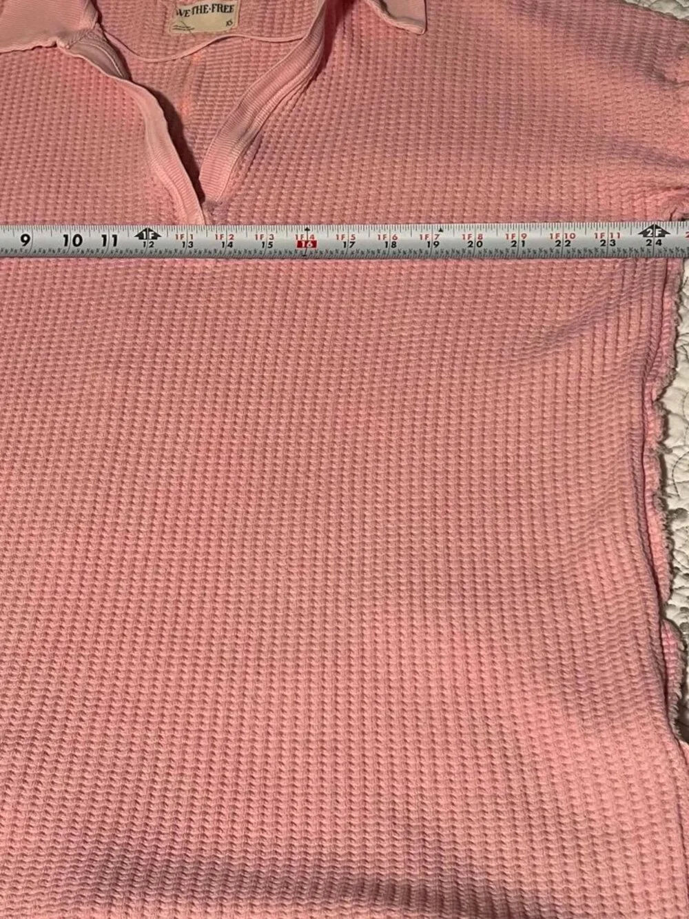 We The Free Top Slouchy Oversized Waffle Knit V-Neck Pink Dogwood Size XS